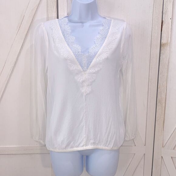Empress V-Neck Lace Long Sleeve Blouse Size Small - Picture 5 of 12